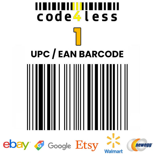 1 UPC EAN Barcode for E-Commerce (eBay, Etsy, Walmart, Shopify) *Not for Amazon Code4Less