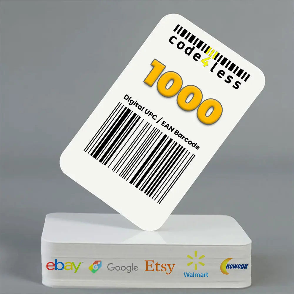 1000 UPC EAN Barcodes for E-Commerce (eBay, Etsy, Walmart, Shopify) *Not for Amazon Code4Less
