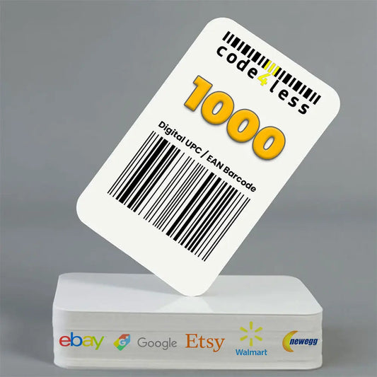 1000 UPC EAN Barcodes for E-Commerce (eBay, Etsy, Walmart, Shopify) *Not for Amazon Code4Less