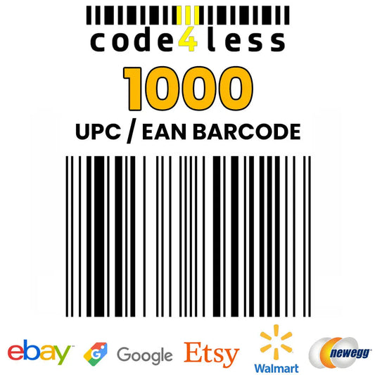 1000 UPC EAN Barcodes for E-Commerce (eBay, Etsy, Walmart, Shopify) *Not for Amazon Code4Less