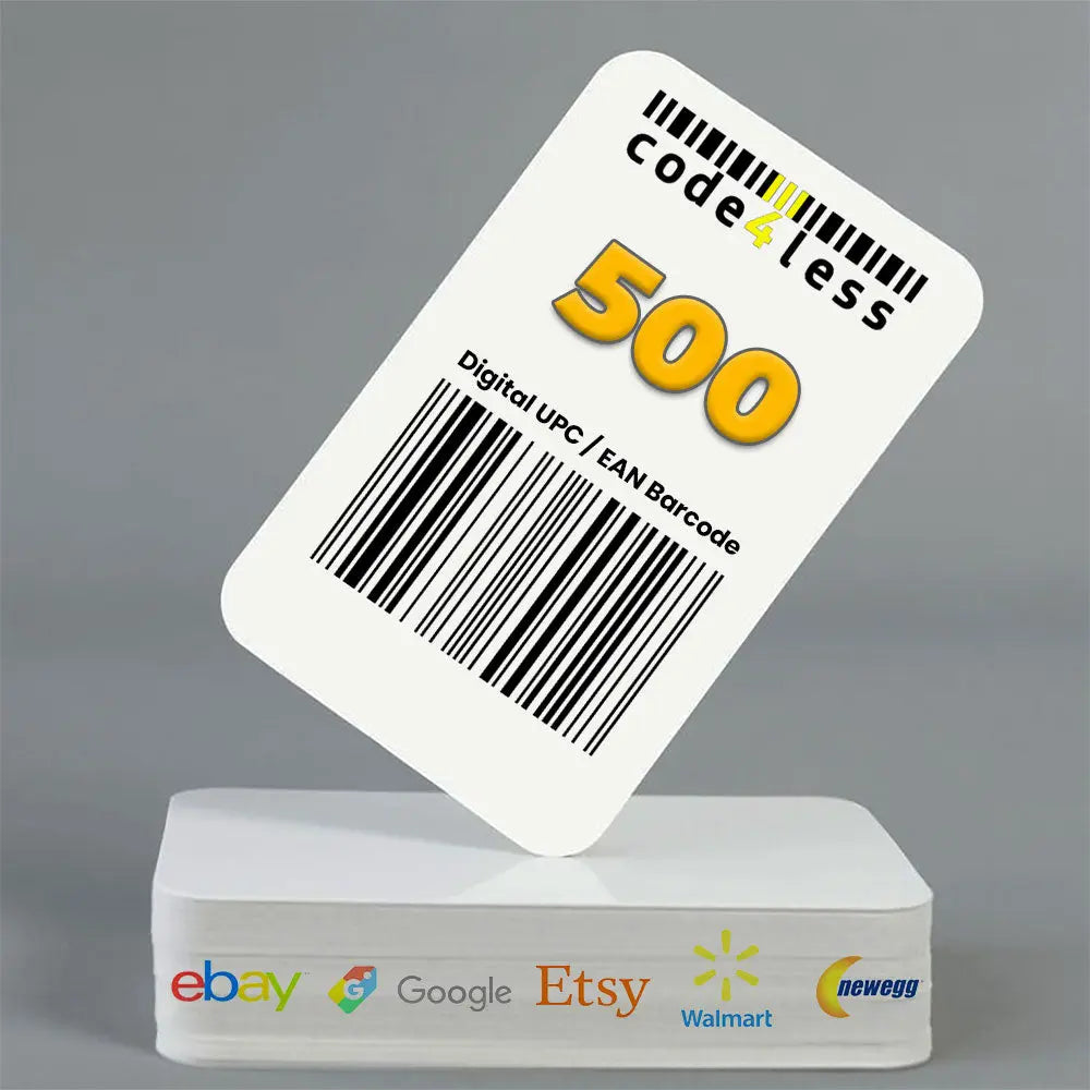 500 UPC EAN Barcodes for E-Commerce (eBay, Etsy, Walmart, Shopify) *Not for Amazon Code4Less